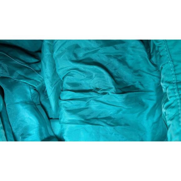Amanda Smith Petites VTG Womens Long Trench Coat Rain Jacket Sz 6P Turquoise 80s - Picture 7 of 7